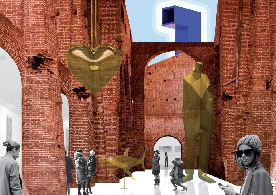 MVRDV ha proposto un conglomerato di varie allegre forme colorate, che d'inverno dovrebbero stare nell'edificio minimalista e d'estate dovrebbero uscire sui moli e sulla strada. 