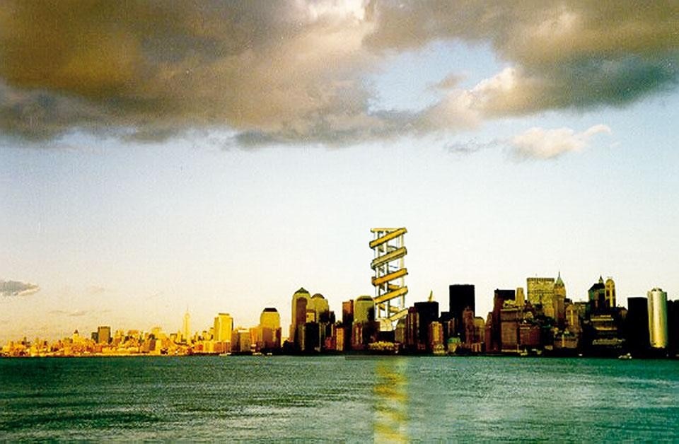 Steven Holl, concept per la proposta di ricostruzione del sito del World Trade Center, 2002. Disegno di Steven Holl