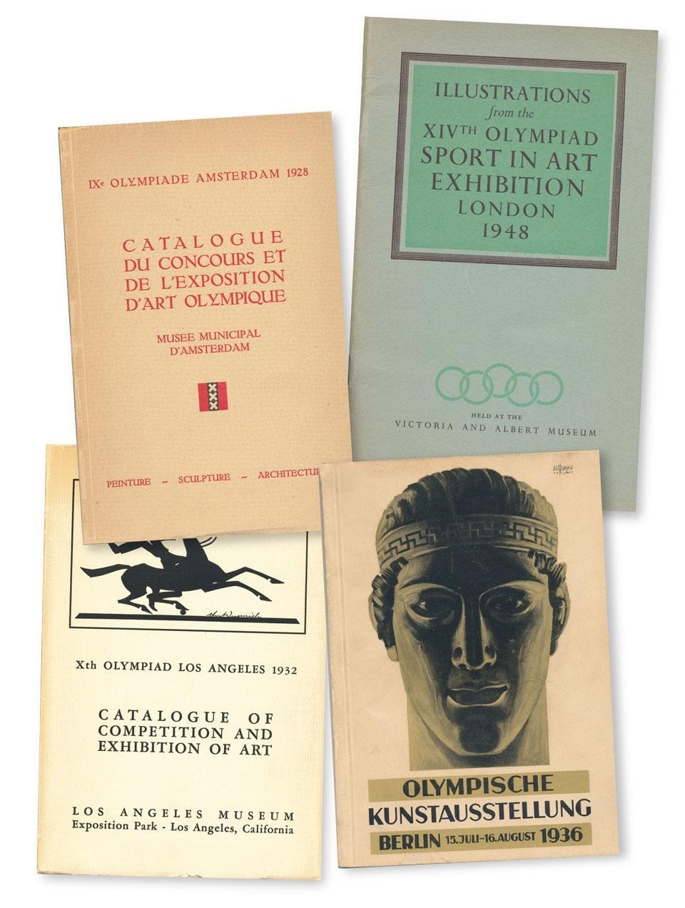 Copertine dei cataloghi dei concorsi e delle esposizioni delle Olimpiadi delle Arti dal 1928 al 1948
