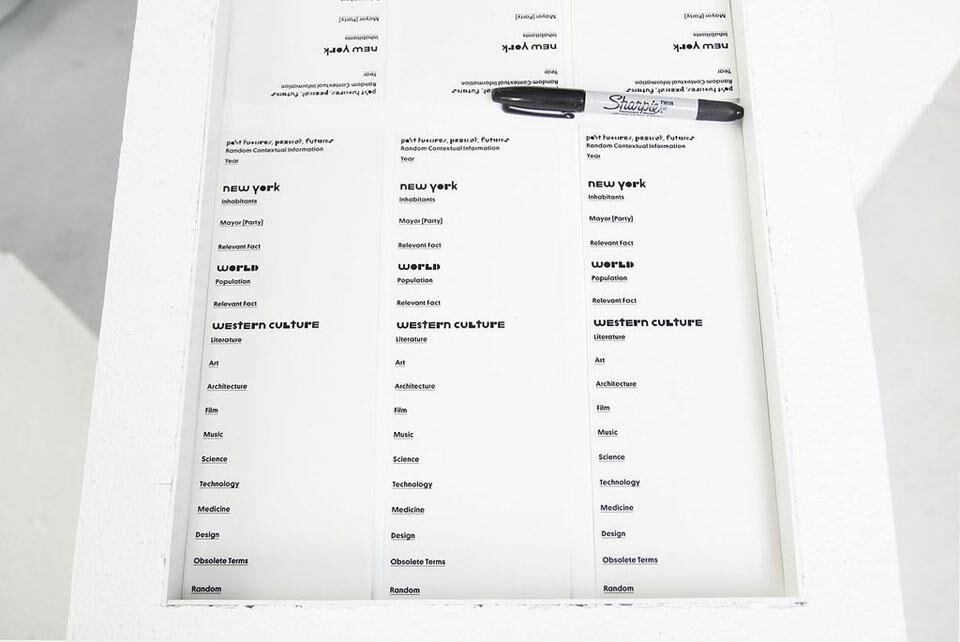 "Past Futures, Present, Futures" vista della mostra a Storefront for Art and Architecture, New York. Photo Cameron Blaylock