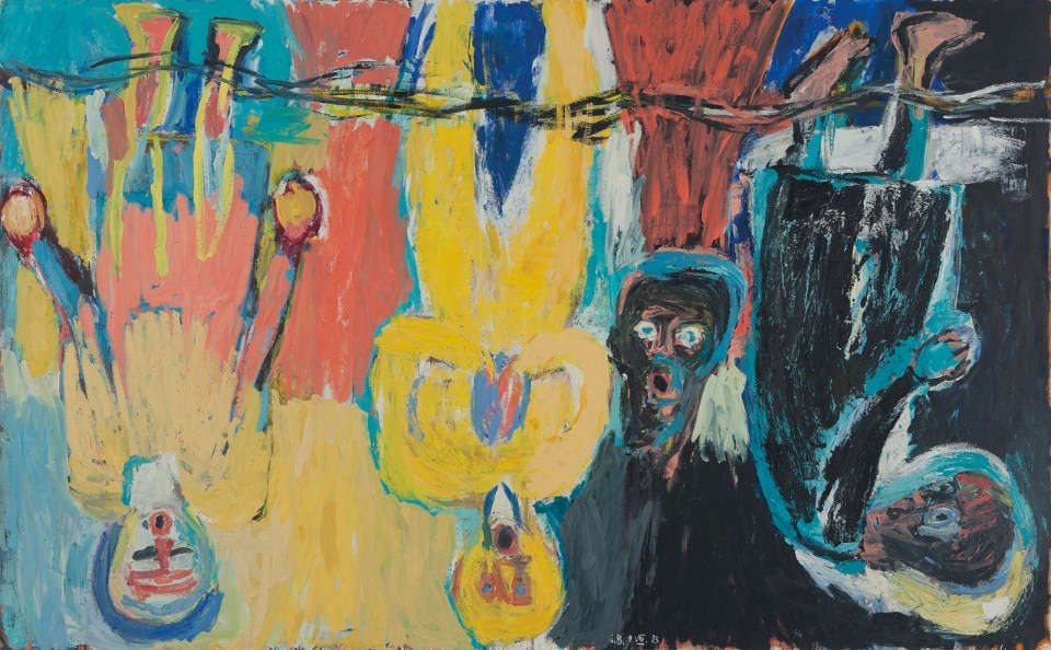 Georg Baselitz, The Brücke Chorus, 1983. Olio su tela, 280 x 450 cm. Collezione privata. © Georg Baselitz, 2018. Photo © 2014 Christie's Images Limited