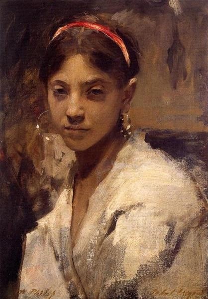 Head of a Capri Girl, John Singer Sargent.  1878