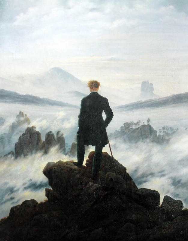 Il viandante sul mare di nebbia, Caspar David Friedrich, 1818
