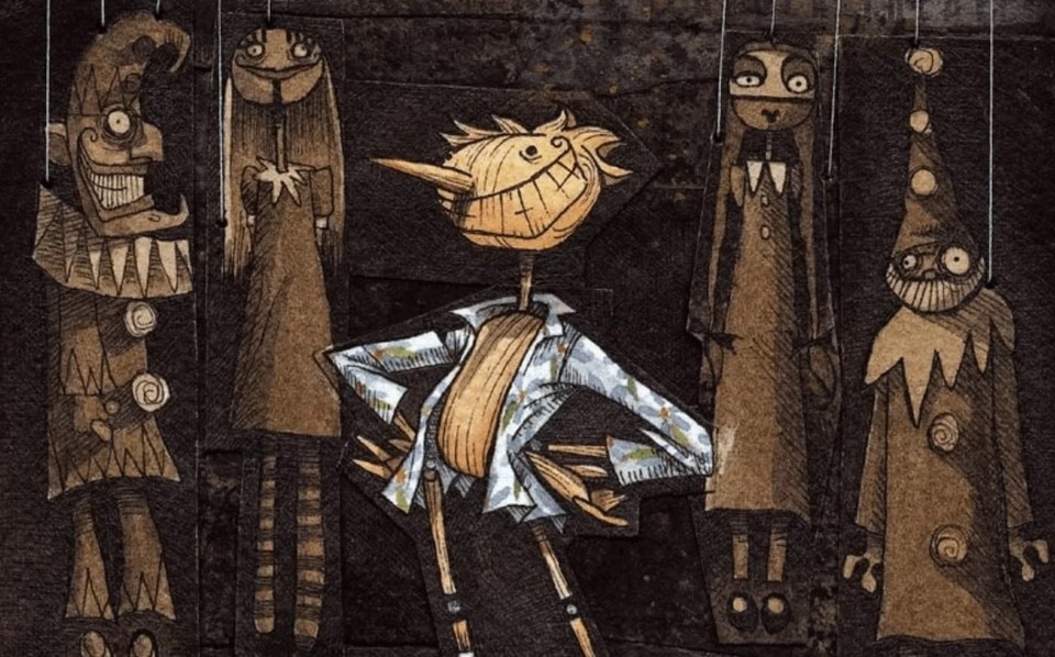 Disegno di Gris Grimly, Pinocchio, Guillermo Del Toro, 2022