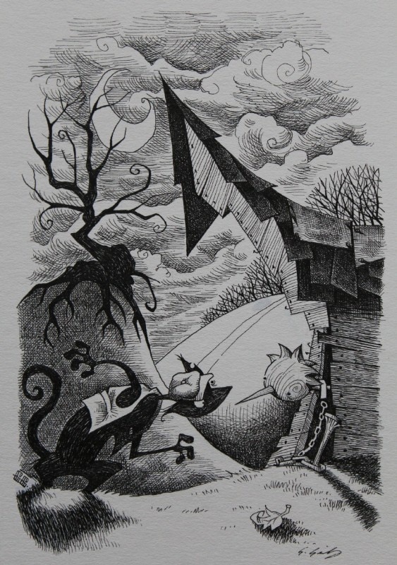 Disegno di Gris Grimly, Pinocchio, Guillermo Del Toro, 2022