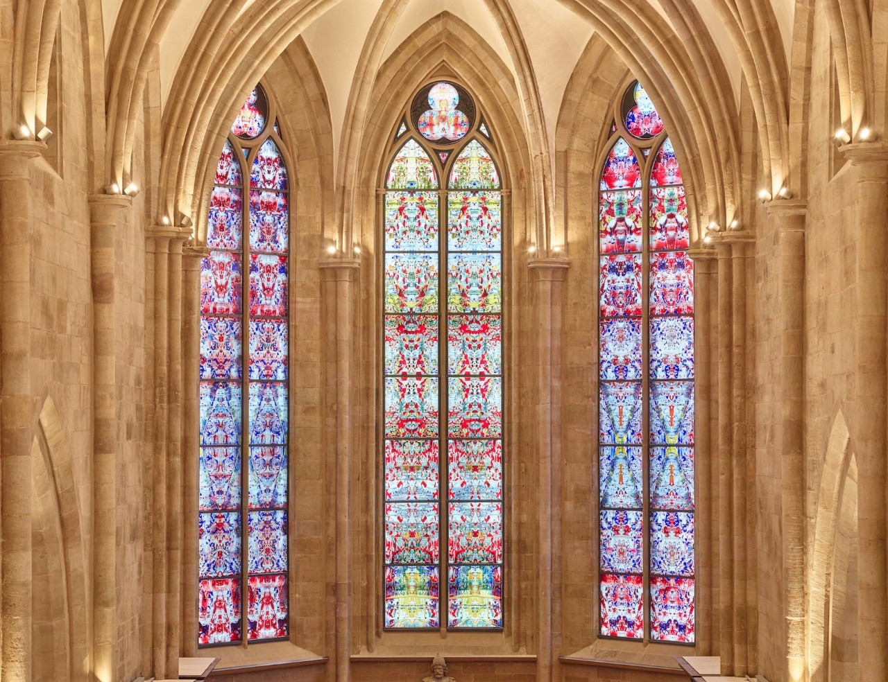 Gerhard Richter, three kaleidoscopic stained glass windows in Germany's oldest monastery