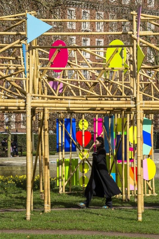 Morag Myerscough, See Through, Grosvenor Square, London 2021. Ph. Gareth Gardner