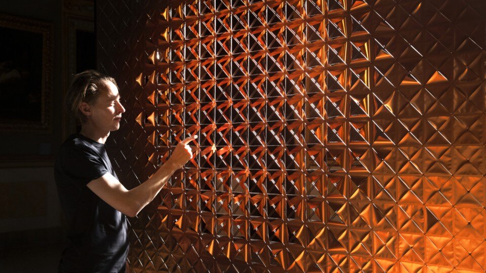 Daan Roosegaarde with his work LOTUS OCULUS. Courtesy Studio Roosegaarde