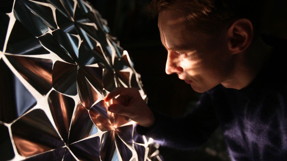 Daan Roosegaarde with his work LOTUS OCULUS. Courtesy Studio Roosegaarde