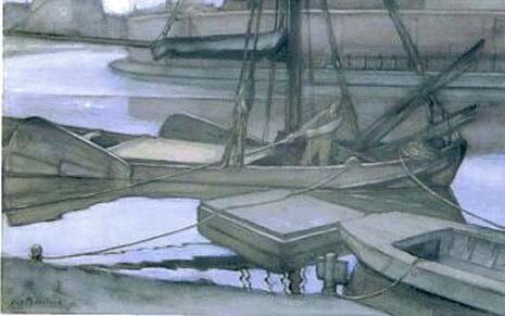 Piet Mondrian, The fishermen's Departure,  1898-1900 circa. Pastello, acquerello e carboncino. (c) 2002 Mondrian/Holtzman Trust//c/o HCR International. Foto: R.M.N. 
