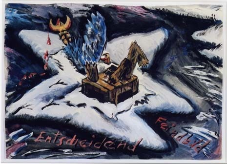 Jörg Immendorff, <i>Immagine significante del nemico</I>, 1982. Acrilico su carta, © Jörg Immendorff, Düsseldorf 2002. Collezione Deutsche Bank
