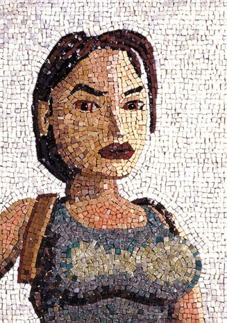 Leonardo Pivi, <i>Zoom su L. Croft 3</i>, 2002. Mosaico policromo. Courtesy Daniele Ugolini Artecontemporanea, Firenze


