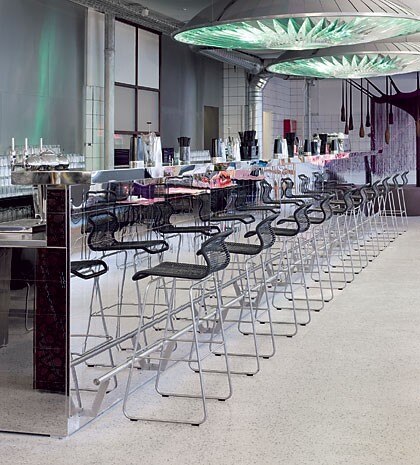 Olafur Eliasson, local, National and International. Lamps
Jeppe Hein, Illusion for a second (bar counter)
