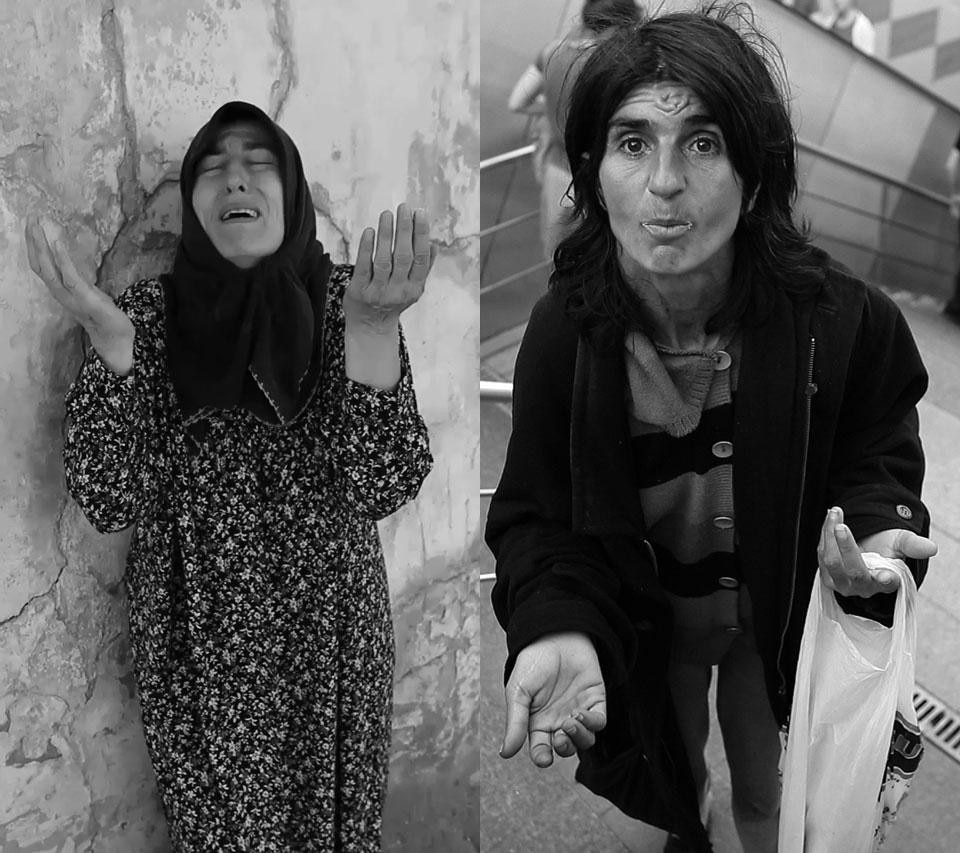 Presentata a Istanbul per la prima volta, Beggars (2010) è un'installazione su sette schermi di altrettante figure di questuanti. Courtesy of Kutlug Ataman e Thomas Dane Gallery, London. Prodotto da The Institute for the Readjustment of Clocks, Istanbul
