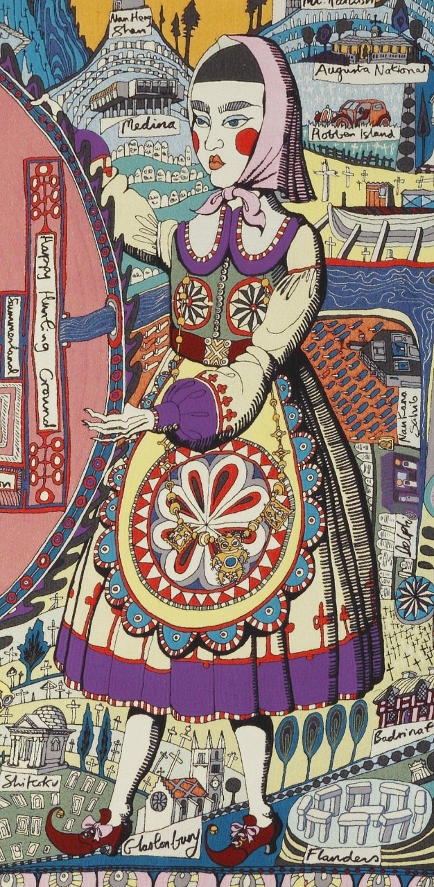 Grayson Perry, <i>Map of Truths and Beliefs</i>, (dettaglio), 2011. Courtesy dell'artista e The Paragon Press, London. © Grayson Perry. Photo Alicia Guirao, Factum Arte