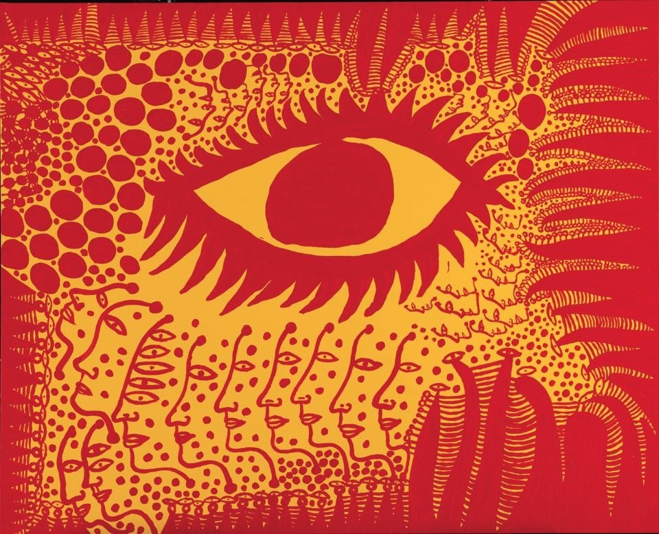Yayoi Kusama, <i>I Want to Live Honestly, Like the Eye in the Picture</i>, 2009. Collezione dell'artista. © Yayoi Kusama. Image courtesy Yayoi Kusama Studio Inc.; Ota Fine Arts, Tokyo; Victoria Miro Gallery, London; e Gagosian Gallery, New York