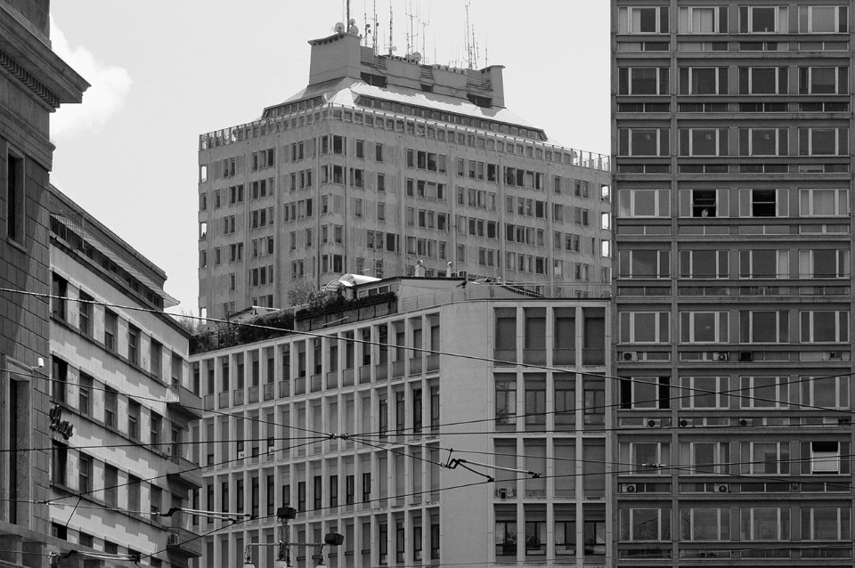 The Torre Velasca as seen from Milan's cathedral square. Photo © Alessandro Benetti