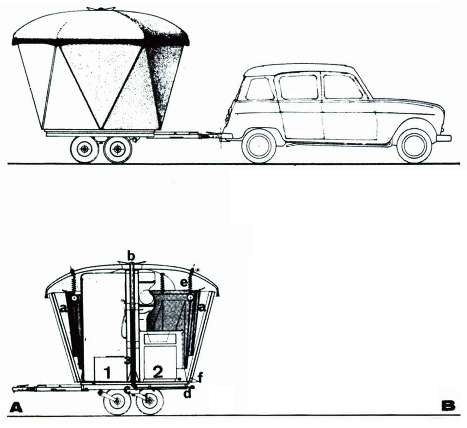 In apertura e qui sopra: dettaglio pagine interne Domus 467 / ottobre 1968. Jean Louis Lotiron e Pernette Martin-Perriand , proposta di casa trasportabile 