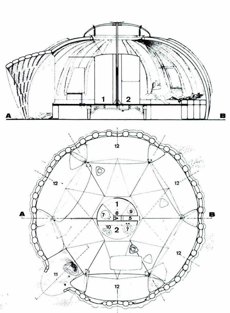 Dettaglio pagine interne Domus 467 / ottobre 1968. Proposta di Jean Louis Lotiron e Pernette Martin-Perriand 