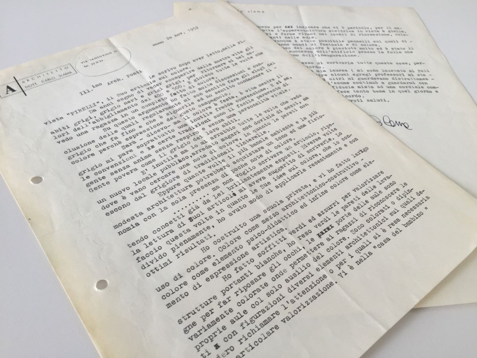 Dall'archivio, Gio Ponti, scambio di corrispondenza tra Gio Ponti e l'architetto Carlo Slama, 1952