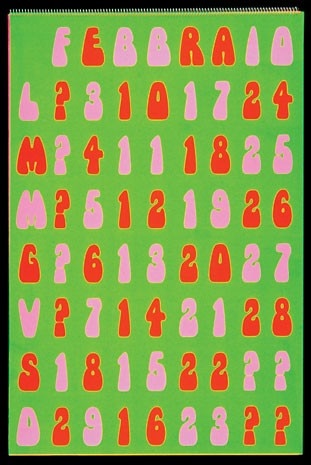 Calendario per Olivetti, in inchiostro fluorescente (fine anni Sessanta)