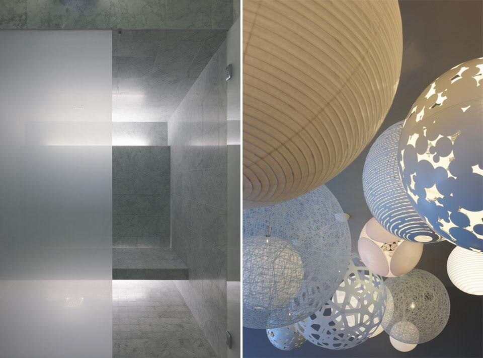 Alcuni dettagli degli arredi e delle finiture disegnate da Claesson Koivisto e Rune.