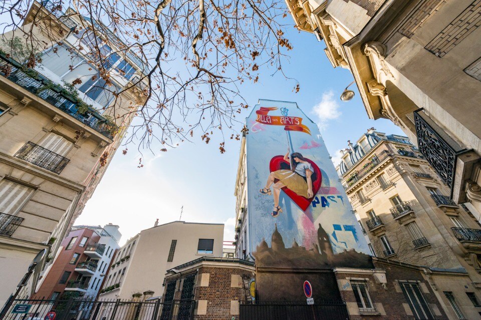 fresco by Zag & Sia in the 18th arrondissement of Paris, one of the graduate projects on the theme of redevelopment of the blind walls with Street Art interventions. Photo François Grunberg / Mairie de Paris