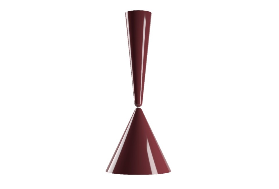 The Diabolo lamp in cherry red, a colour added to the original white along with beaver brown