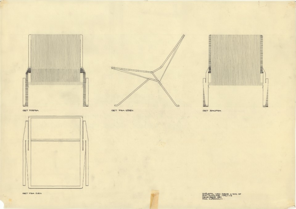 Disegno della sedia PK25 di Poul Kjærholm. Courtesy Fritz Hansen