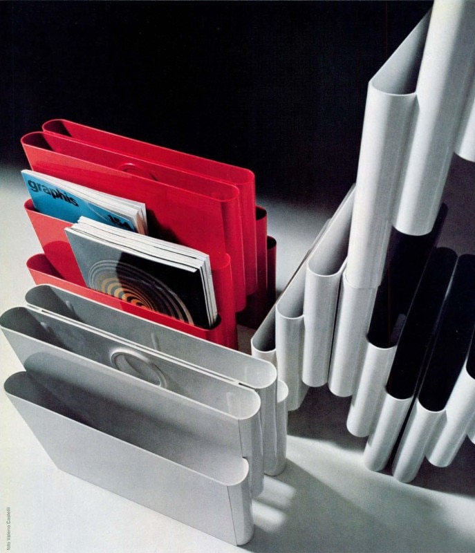 giotto stoppino magazine rack kartell 1972 - domus