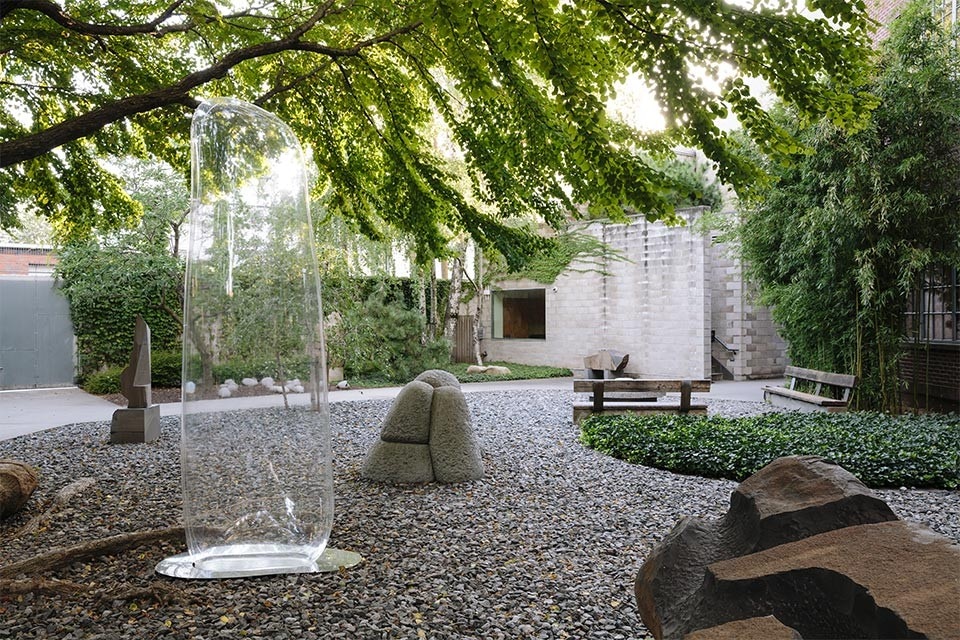 Objects of Common Interest, Standing Stone (2019) in The Noguchi Museum garden. Photo Brian W. Ferry