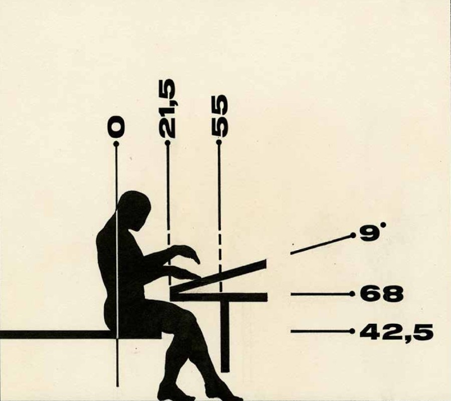 Sottsass, studio ergonomico per postazione alla consolle Elea 1957-60. Courtesy ADI Design Museum