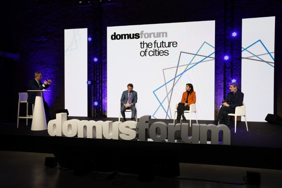 Walter Mariotti insieme a Mario Abbadessa, Giancarlo Tancredi, Alessia Cappello. Domusforum 2022. Foto Mirko Cecchi