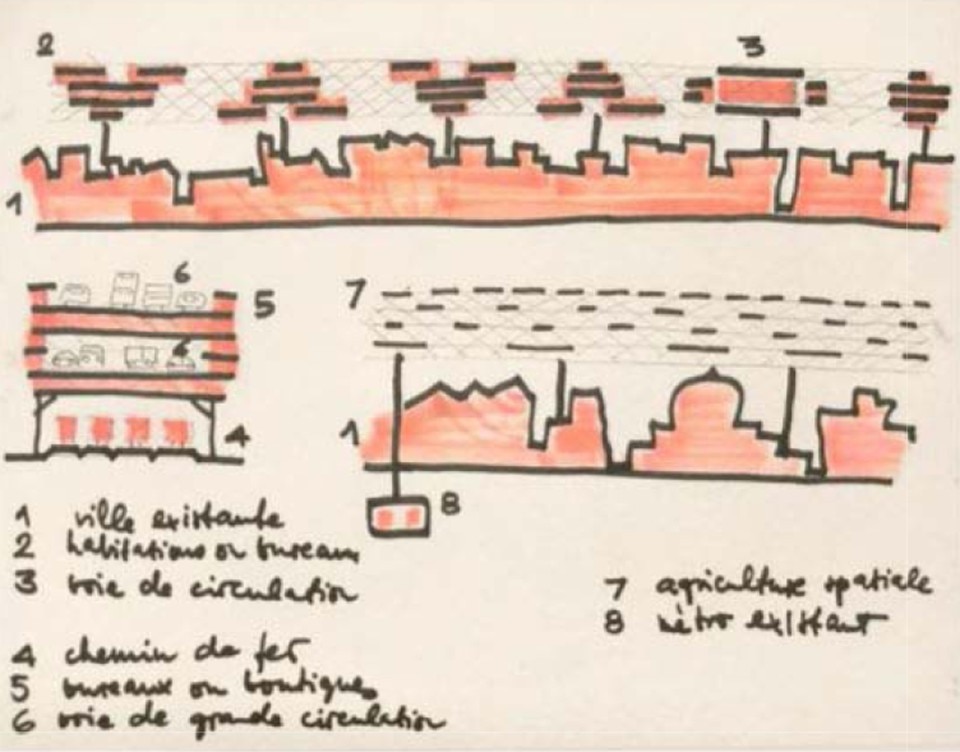 yona friedman, Ville spatiale, 1958 - domus