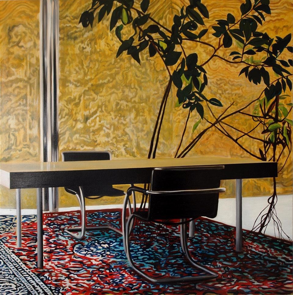 <i>Interior II</i>, 2010, olio su tela, 100 x 100cm. Per gentile concessione di Eamon O’Kane e RARE Gallery, New York 