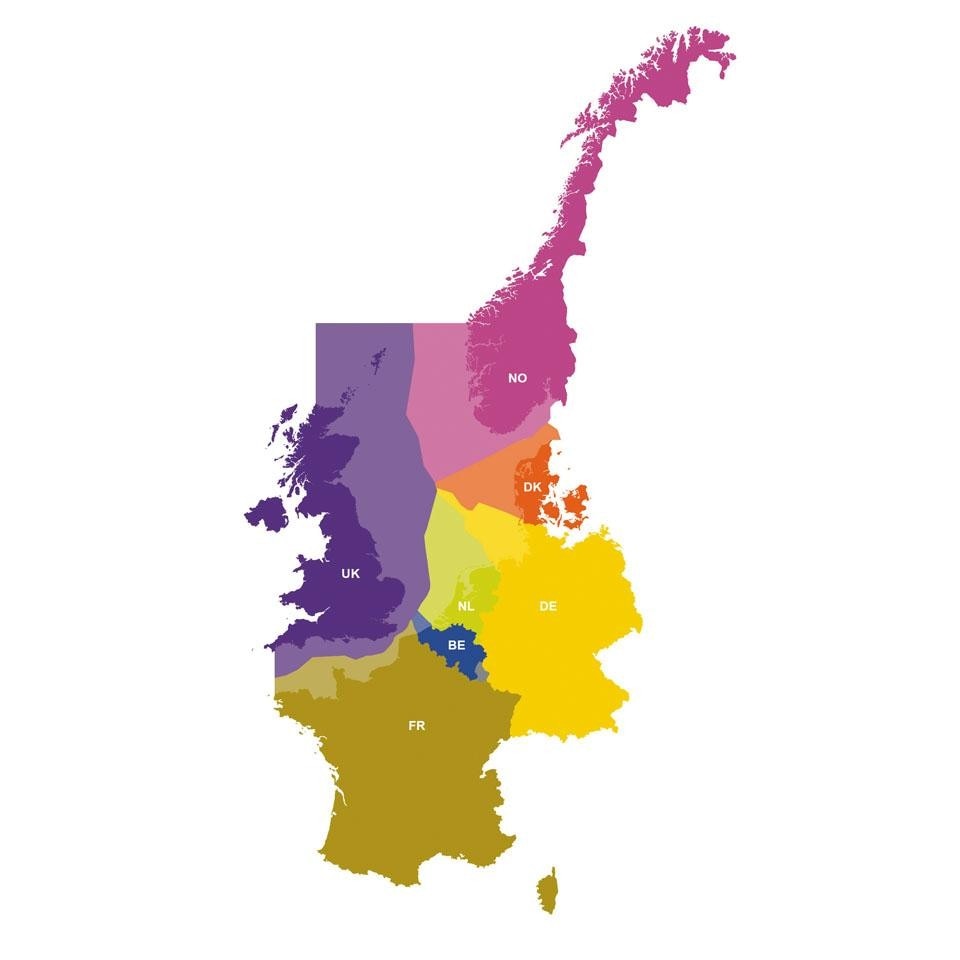 Immagine tratta da Zeekracht, masterplan infrastrutturale 
di OMA per i cinque paesi che si affacciano sul mare del Nord. La soluzione per un’energia sostenibile 
è individuata in un anello 
di centrali eoliche poste nel mare comune. © OMA