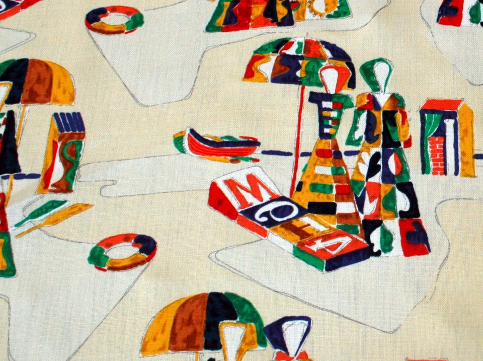 Gio Ponti, textile La legge mediterranea (Mediterranean law) detail, 1957