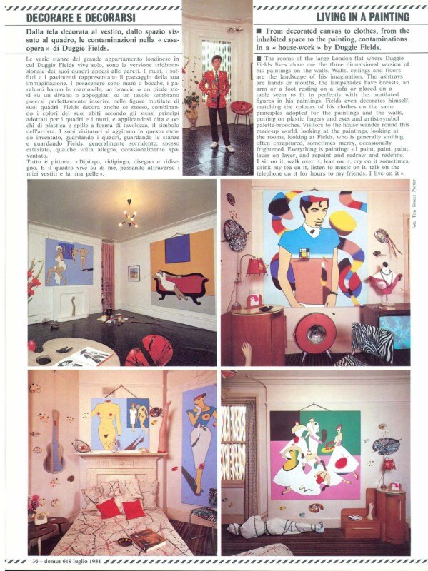Duggie Fields sulle pagine di Domus 619, luglio 1981 Duggie Fields sulle pagine di Domus 619, luglio 1981