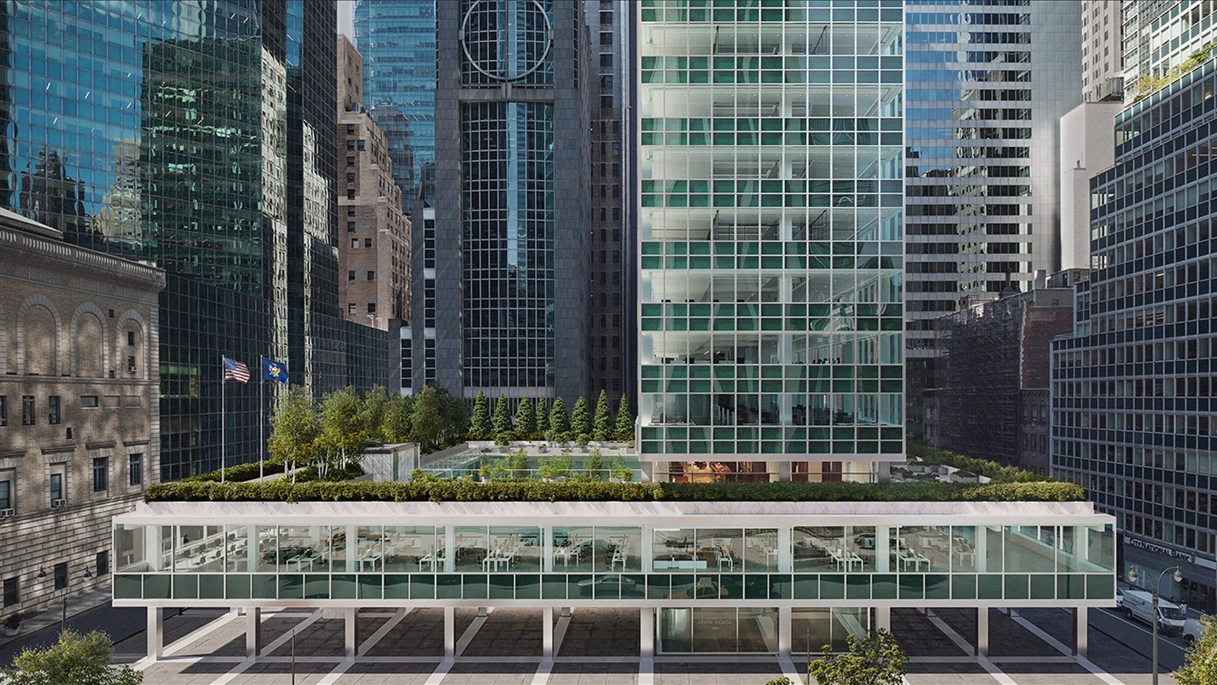 Lever House, New York. Render by TMRW. Image courtesy of SOM.