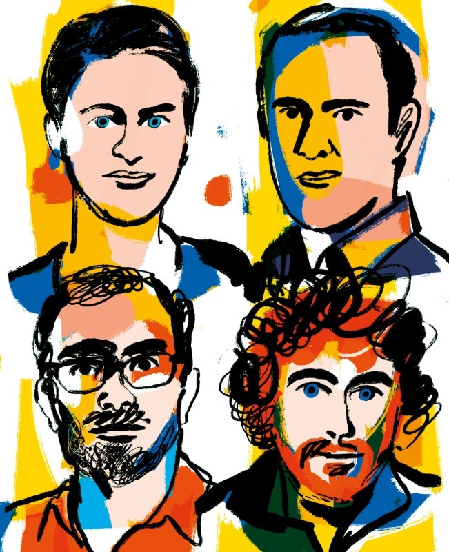 Tavola Rotonda con Driss Kettani, Yves Moreau, Anna Heringer e Karim Nader. Illustrazione Francesco Chiacchio