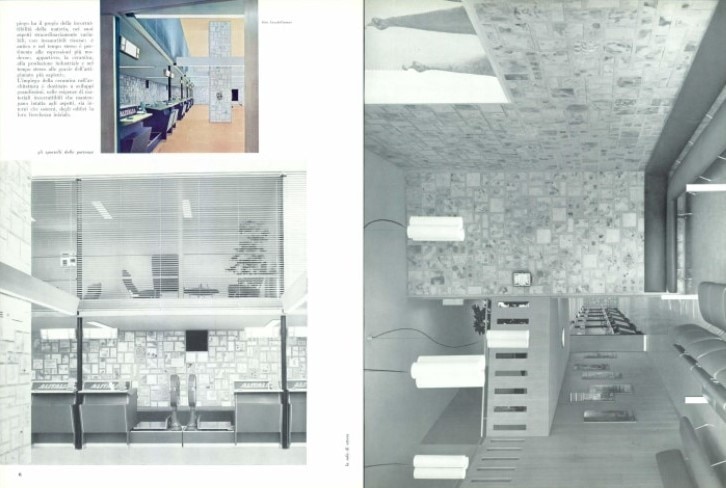 Fotografie del terminal Alitalia di Milano concepito da Gio Ponti sulle pagine di Domus. Foto: Domus 371, Ottobre 1960