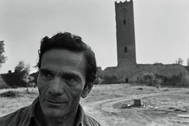 Pier Palo Pasolini at Torre di Chia, Viterbo 1974. Photo by Gideon Bachmann © Archivio Cinemazero Images, Pordenone.