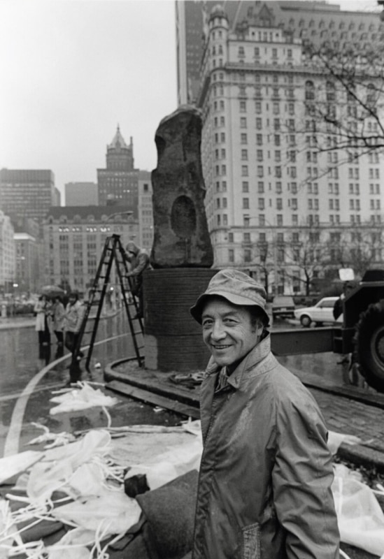 Isamu Noguchi at the debut of Unidentified Object, 1979, New York.