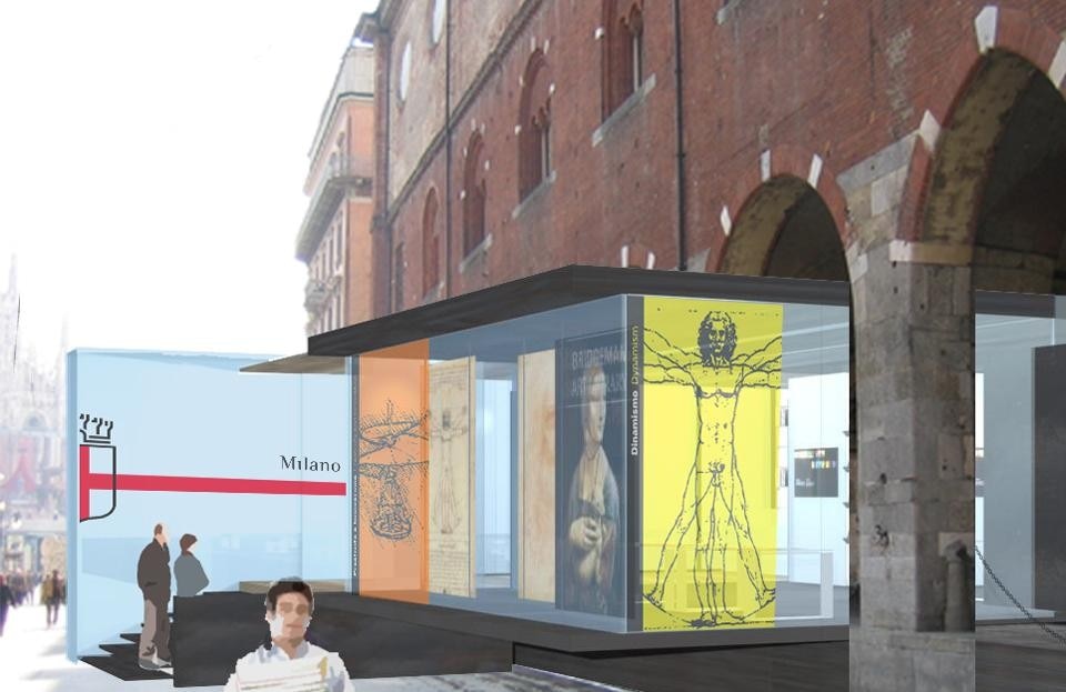 BDGS Architetti Associati, il volume invita all’accesso sporgendosi verso piazza dei Mercanti.