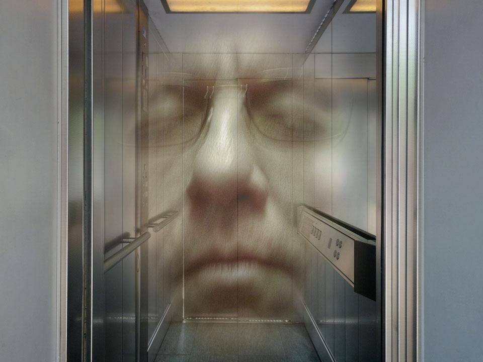 Fulvio Bortolozzo, <i>myself in a schindlers elevator with closed eyes and open mind b</i>, 2011