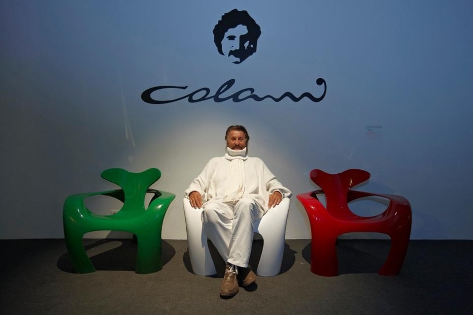 Luigi Colani alla inaugurazione della mostra alla Triennale Bovisa.