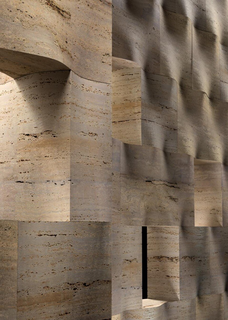 Materia Litica racconta anche come la pietra, materiale considerato poco mutevole e pertanto poco flessibile alle esigenze architettoniche attuali, possegga in realtà uno spirito mutante esprimibile nella sua pienezza grazie ad una sapiente progettazione di design.