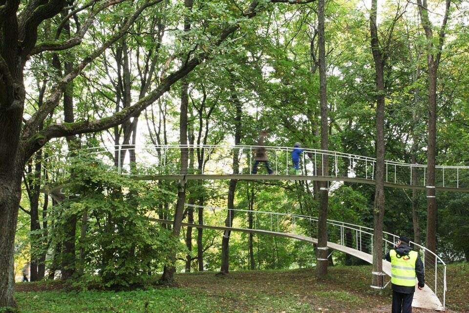 La rampa sospesa realizzata da Tetsuo Kondo Architects in un bosco estone.