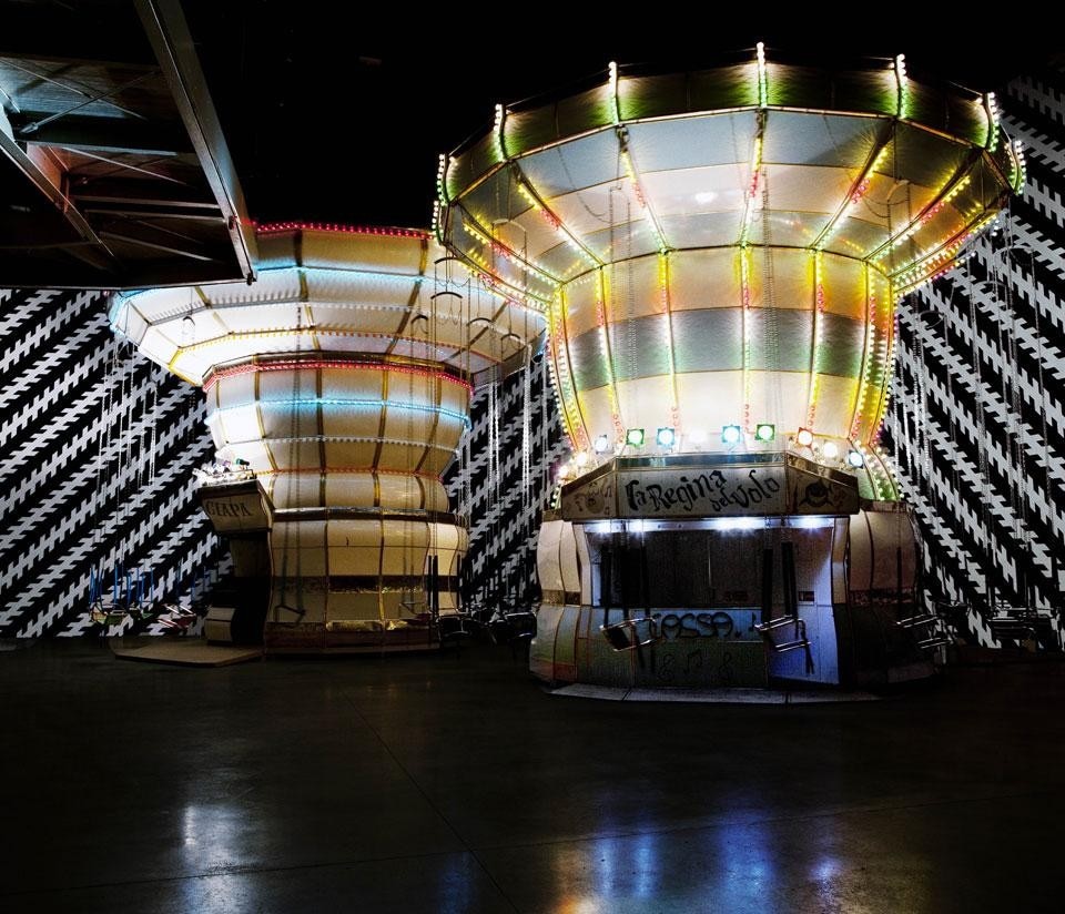 Enel Contemporanea 2011: Carsten Höller, <i>Double Carousel with Zöllner Stripes</i>, 
MACRO, Museo d’Arte Contemporanea Roma 
Roma/Rome. Courtesy Enel Contemporanea. PhotoDavide Monteleone / VII
