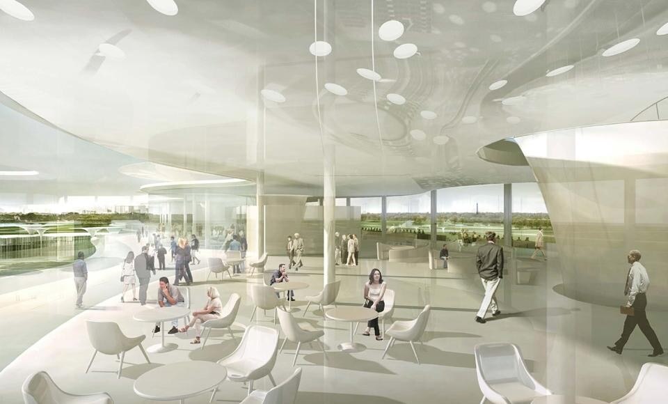 Foto di apertura: vista della tribuna dal parterre. Qui sopra: vista interna dei saloni